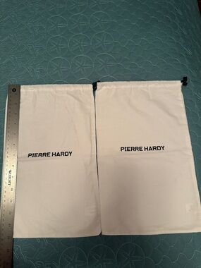 Pierre Hardy White Drawstring Dust Bag Duo with Black Logo